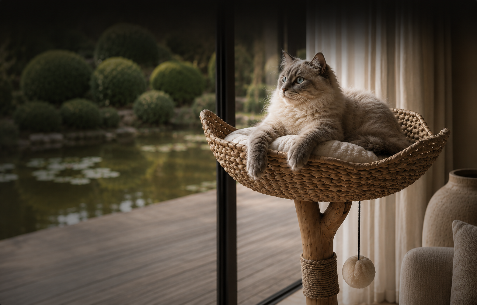 A cat resting in a Velmurr lounge